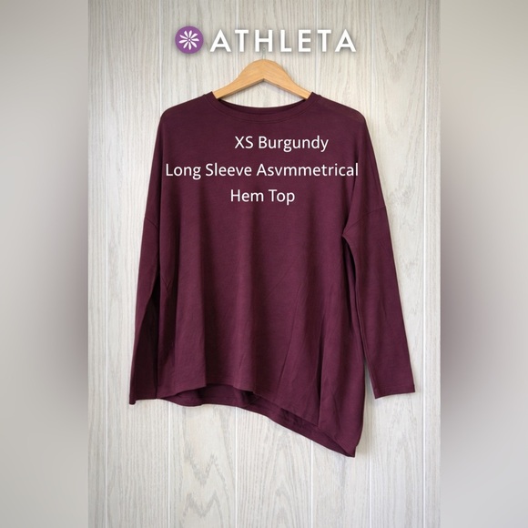 Athleta Tops - Athleta XS Burgundy Long Sleeve Asymmetrical Hem Top